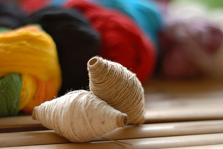 Colourful spools of hemp